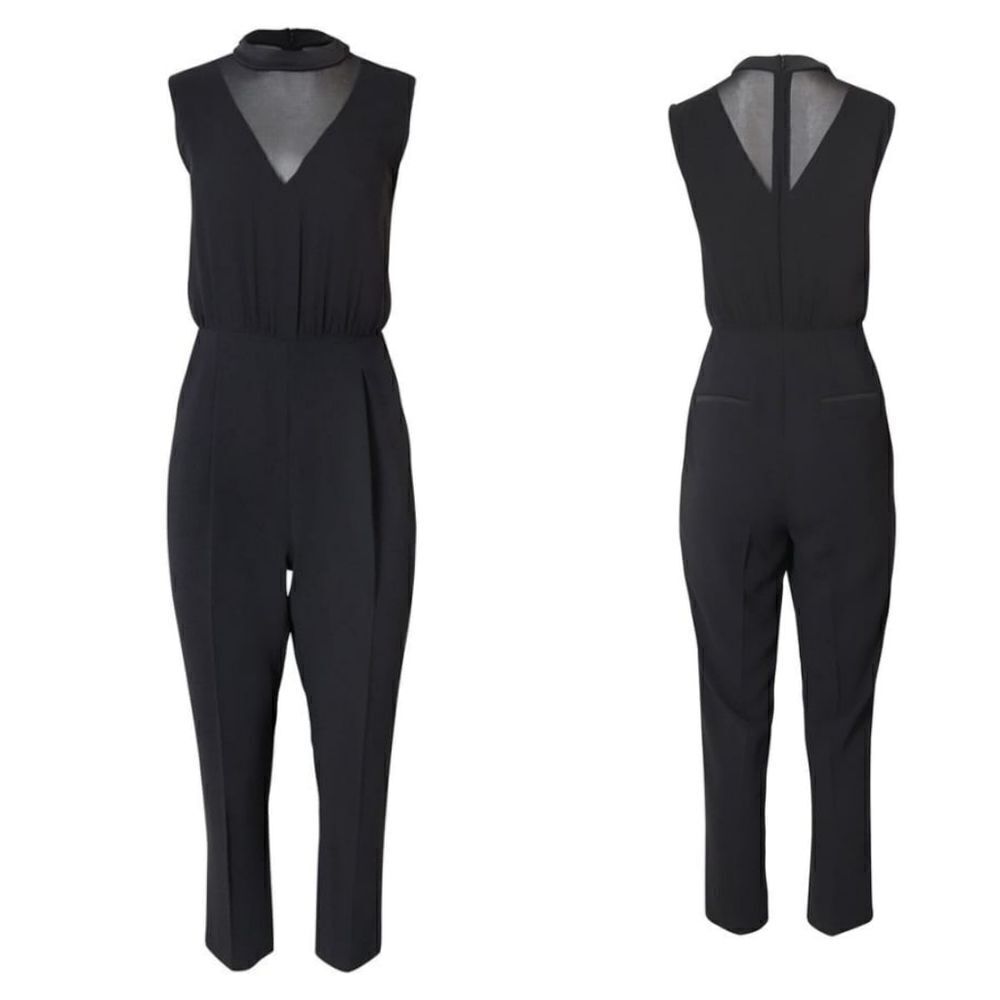 Marella Sheer High Neck Sleeveless Jumpsuit Black 6